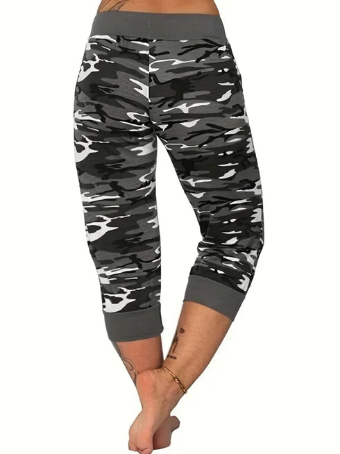 Plus Size Women's Casual Cargo Pants in Dark Green