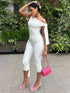 Women’s One Shoulder Sleeveless Top & Knee-Length Pants Set