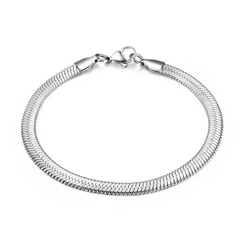 Stainless Steel Snake Chain Bracelet with Gold Charm