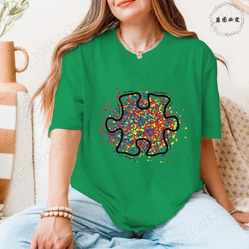 Trendy Women's Autism Awareness Graphic T-Shirt