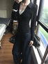 Genayooa Retro Y2K Long Sleeve Black T-shirt for Women