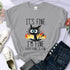Oversized Black Cat T-Shirt - 'It's Fine, I'm Fine'