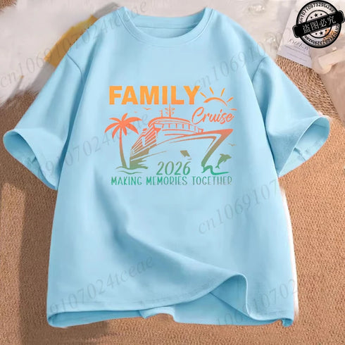 Bestie Vacation T-Shirts Personalized Family Cruise 2026 Matching Shirts Casual Short Sleeve Tees for Family Group Matching Tops
