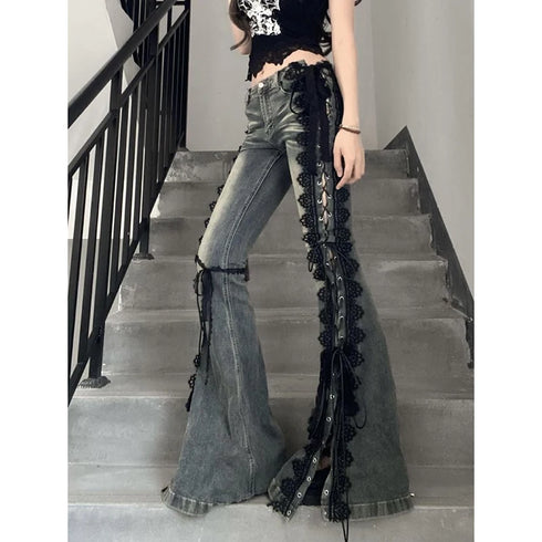 Women’s Flared Lace Detail Denim Jeans