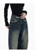High Waist Wide Leg Jeans in Navy Blue