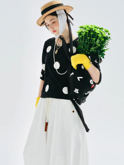 Imakokoni Polka Dot Long Sleeve Casual T-Shirt