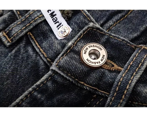 High Waist Wide Leg Jeans in Navy Blue