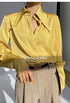 Elegant Satin Silk Blouse with Turn Down Collar