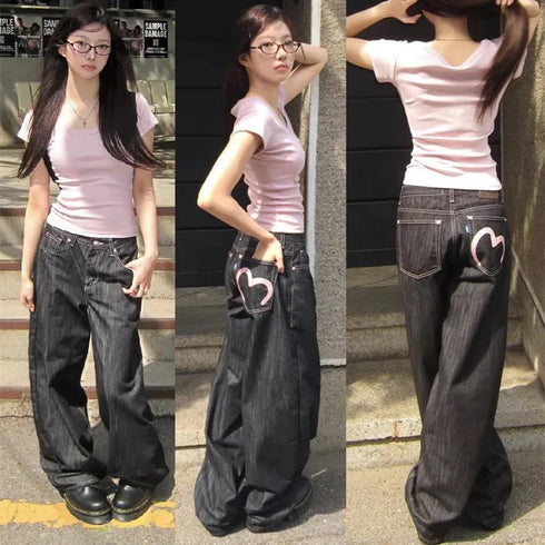 Y2K Wide Fit Baggy Denim Jeans for Women