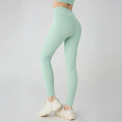 Naked Feeling Yoga Leggings High Waisted Hip Lifting Fitness Ankle Length Breathable Sports Pants for Running and Cycling