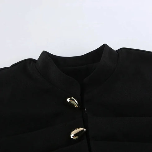 Elegant Black Blazer with Gold Buttons