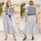 Summer Strappy Lapel Striped Short-Sleeved Dress