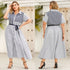 Summer Strappy Lapel Striped Short-Sleeved Dress