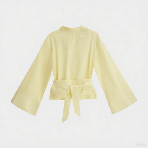 Long Sleeve Satin Feel Kimono Blouse for Women