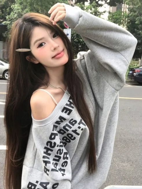 Oversized Graphic Long Sleeve T-Shirt for Women