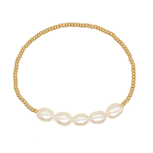Miyuki Golden Bead Stretch Bracelet for Women