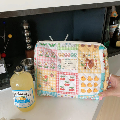 Quilted Cotton Travel Storage Bag - Retro Cherry Design