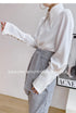 Elegant Satin Silk Blouse with Turn Down Collar