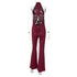 Dulzura Backless Lace-Up Flared Jumpsuit in Wine Red