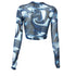 Sheer Print Mesh Crop Top with Long Sleeves