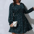 Plus Size Floral Print A-line Midi Dress with Puff Sleeves