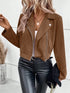 Faux Suede Biker Jacket with Zipper Detail
