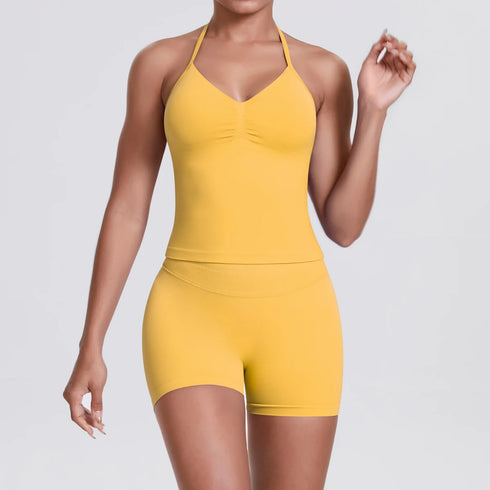 Yoga Shorts Set with Built-In Bra for Women