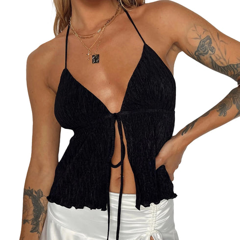 Chic Women’s Backless Crop Top - Y2K Sleeveless Tank