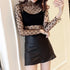 New Transparent See Through Shirt Women Sexy Harajuku Mesh Top Clubwear Lace Turtleneck Blouse Ideal for Parties and Nights Out