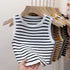 Striped Sleeveless Knitted Tank Top for Women