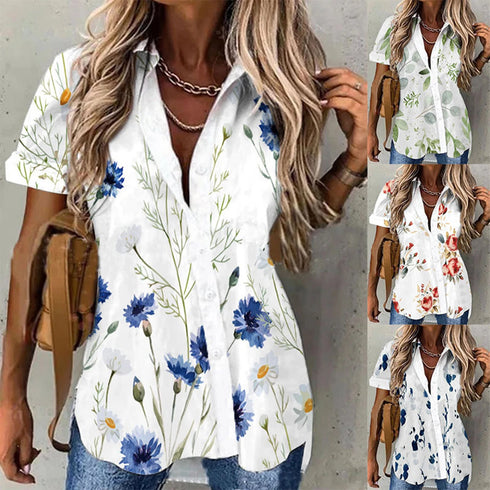 Floral Printed Button-Down Shirt for Women