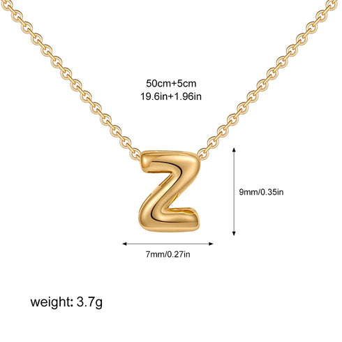 3D Bubble Initial A-Z Mini Necklace - Gold Plated
