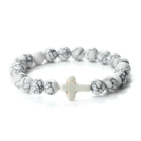 Jesus Cross Natural Stone Bracelet for Men