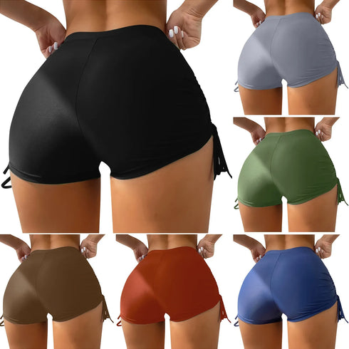 High Waist Black Bikini Bottoms with Adjustable Drawstring
