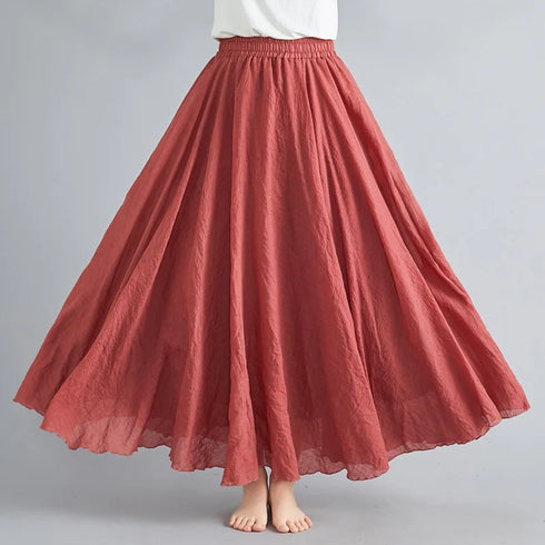 Fashion Clothes Women Clothing Skirts Vintage Y2k Elegant Bohemian Cotton Linen Long Skirt Casual Style