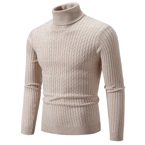 Men's High Neck Casual Knitted Pullover Sweater