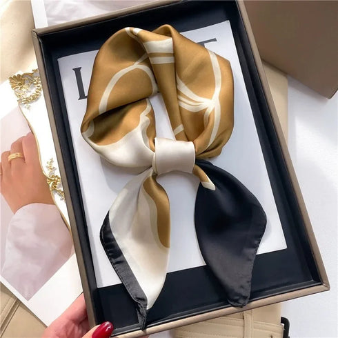 Luxury Silk Square Scarf for Women - 70cm