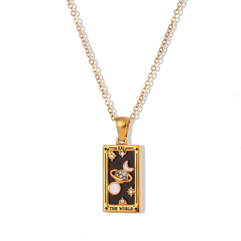 Tarnish Free Colourful Tarot Necklace with Celestial Design