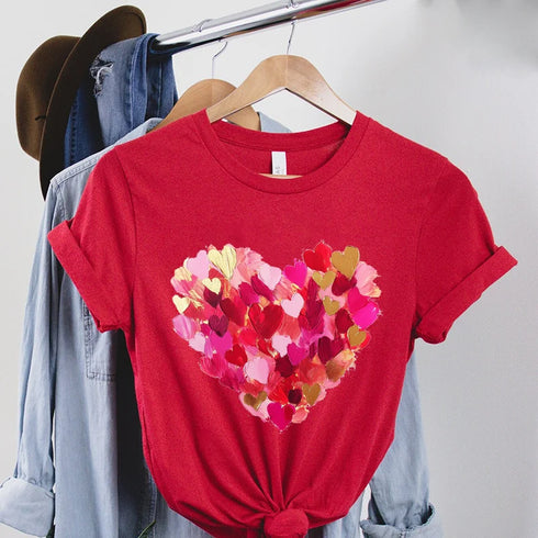 Oversized Brushstroke Heart Tee for Women