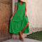 Women's Ankle-Length Pleated Sundress in Green