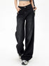 High Waist Loose Fit Black Denim Trousers for Women