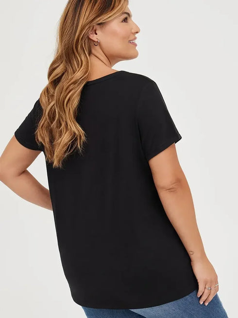 Plus Size Casual Ombre Letter Graphic T-Shirt