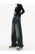 High Waist Wide Leg Jeans in Navy Blue