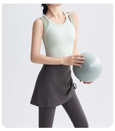 2 in 1 High Waisted Yoga Pants with Side Drawstring