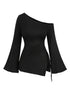 Plus Size Asymmetrical Long Sleeve Off-Shoulder T-Shirt