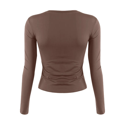 Womens Long Sleeve Bodycon Crop Top - Solid Colours