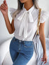 Women's Ruffle Short Sleeve Chiffon Blouse