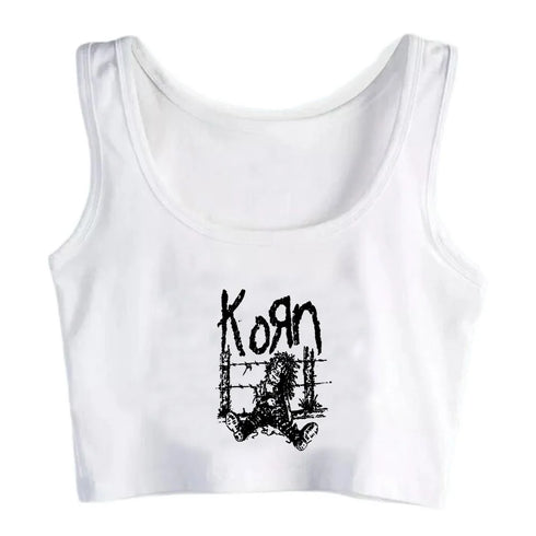 Y2K Style Korn Crop Top for Women - Short Sleeve T-Shirt