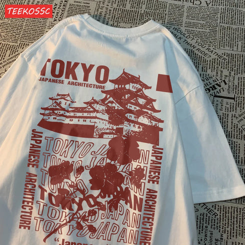 Tokyo Sakura Print Oversized Women's T-Shirt