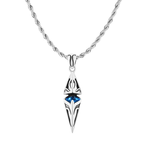 Stylish Blue Stone Geometric Pendant Necklace